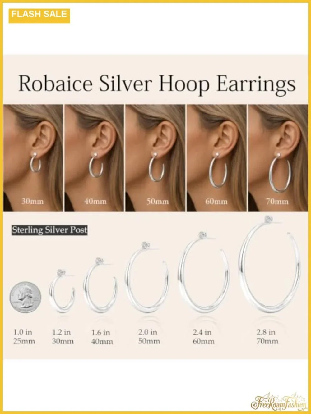 925 Sterling Silver Chunky Hoop Earrings for Women 60mm Statement